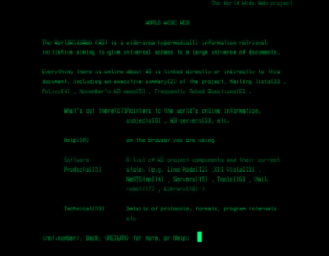 Capture d'écran du premier site internet