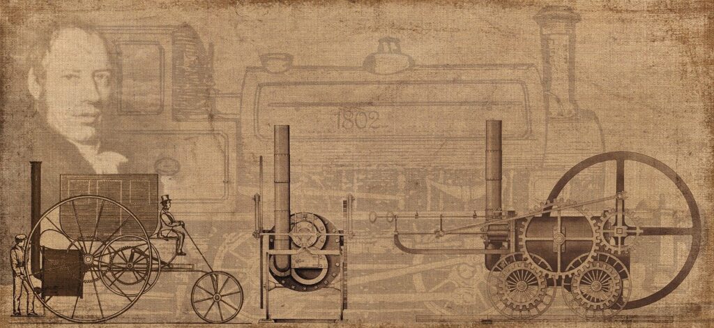 Locomotives à vapeur, vue d'artiste.