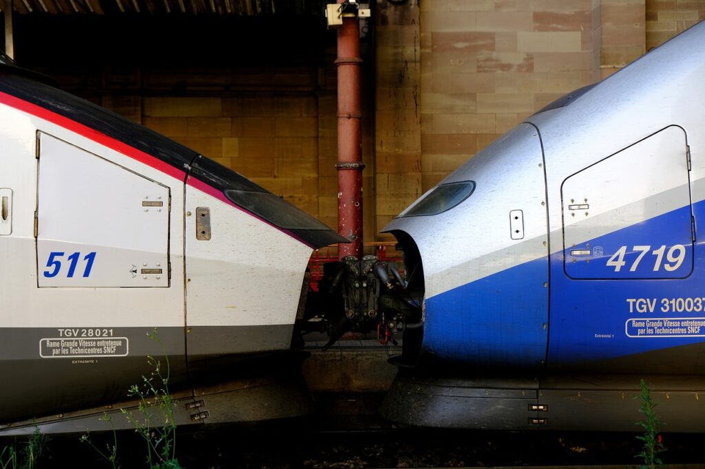 Deux TGV accouplés.